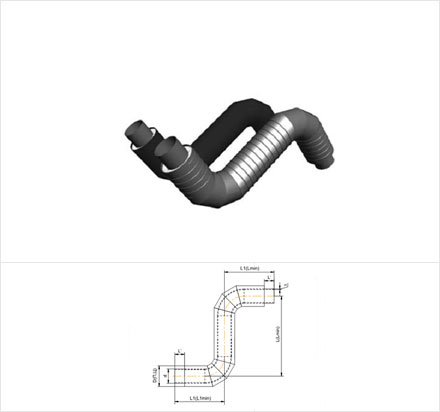 Z-образный элемент трубопровода с кабелем вывода стальной в оцинкованной трубе-оболочке