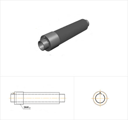 Трубы стальные в полиэтиленовой  трубе-оболочке  с  металлической заглушкой изоляции и  торцевым кабелем вывода